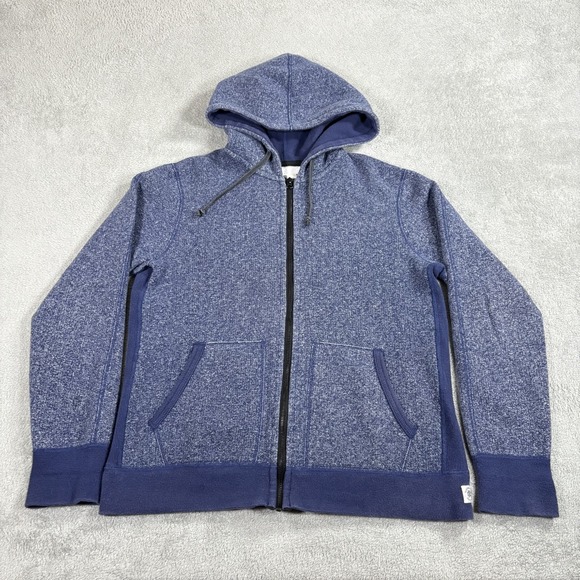 Reigning Champ Hoodie Mens Medium Blue Full Zip Fleece Jacket Sweater - Picture 1 of 11